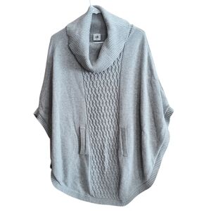 CAbi Style #3003 Light Gray Cowl Neck Cable Knit Poncho Size S